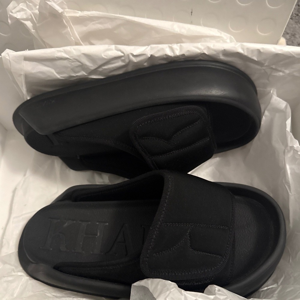 Khaite Black Platform Slides Adjustable Strap Sandals Made in Italy Size 37 - Picture 4 of 7